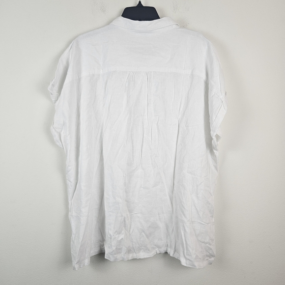 Orvis Women's Button-Up Short Sleeves Chest Pocket Blouse Linen Blend NWT White - Picture 5 of 7